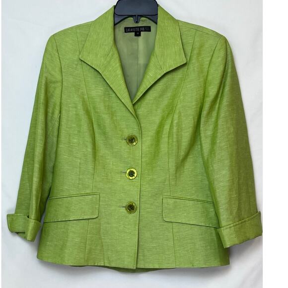 Lafayette 148 Women's Green Linen Wool Blazer - Size 10 - Picture 1 of 8